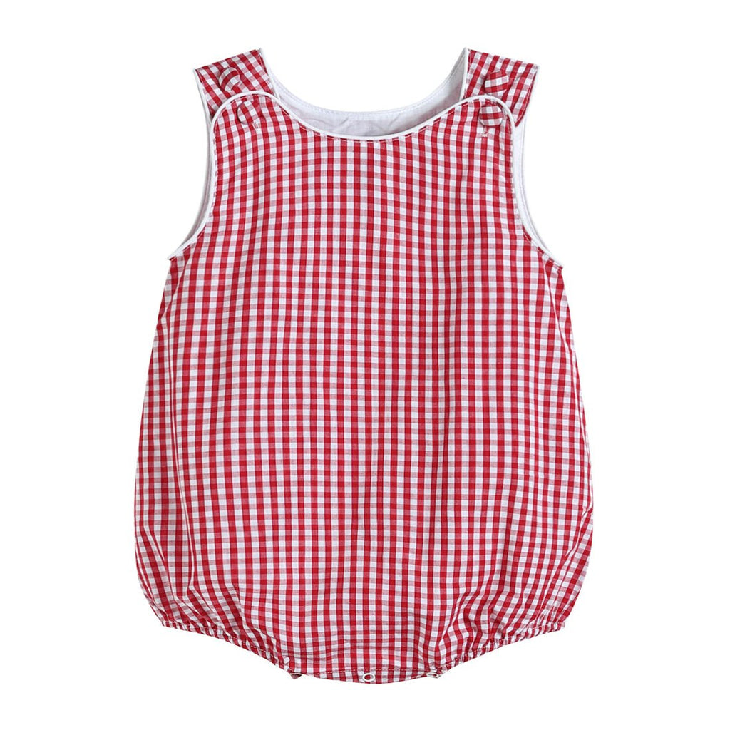 Basic Red Gingham Bubble Romper - Lil Cactus