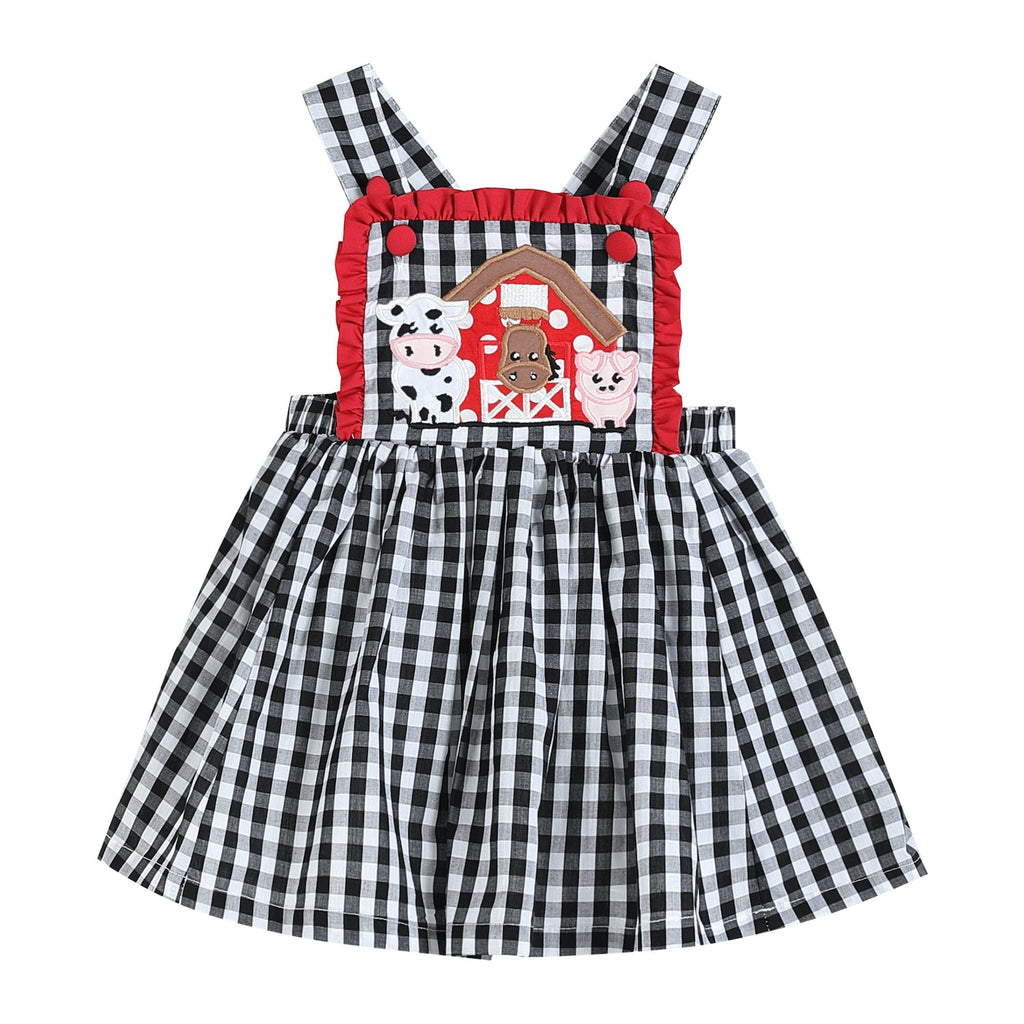 Black Gingham Barn Scene Jumper Dress - Lil Cactus