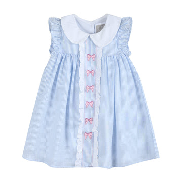 Blue and Pink Bow Ruffle Dress - Lil Cactus