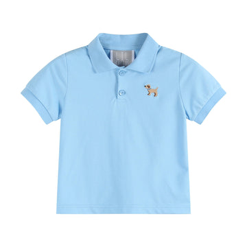 Blue Puppy Golf Shirt - Lil Cactus