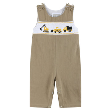 Brown Construction Smocked Overalls - Lil Cactus