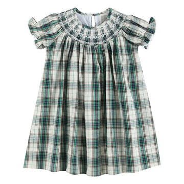 Christmas Tartan Smocked Bishop Dress - Lil Cactus