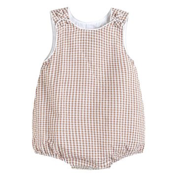 Classic Brown Gingham Bubble Romper - Lil Cactus