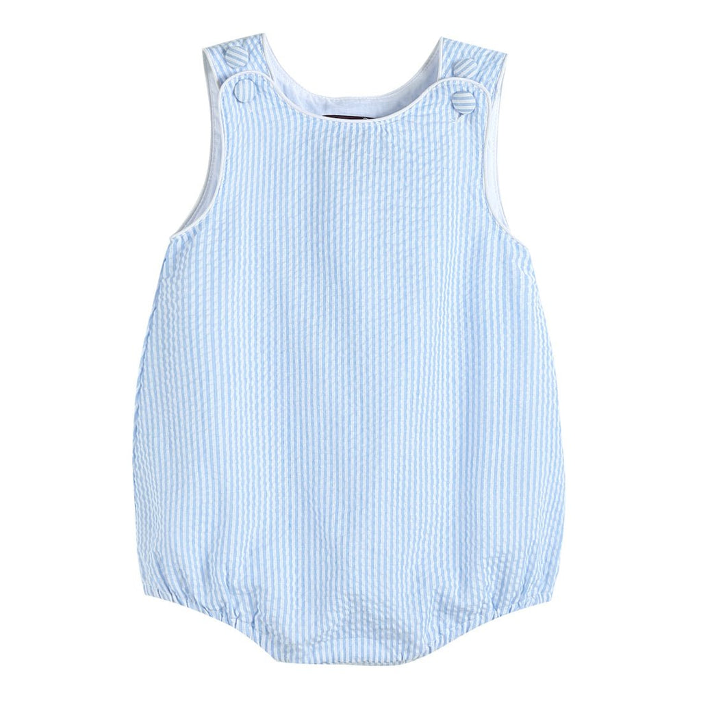 Classic Light Blue Seersucker Bubble Romper - Lil Cactus