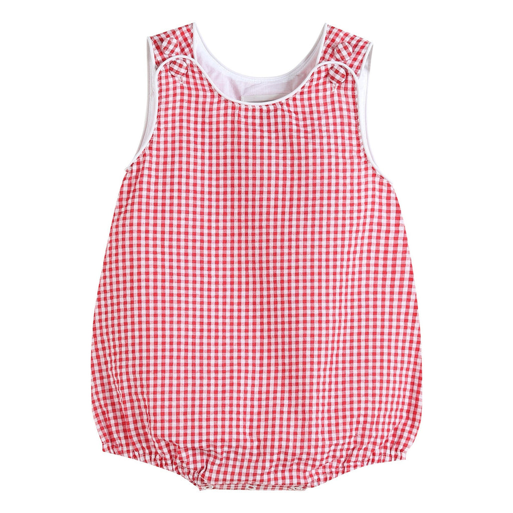 Classic Red Seersucker Bubble Romper - Lil Cactus