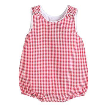 Classic Red Seersucker Bubble Romper - Lil Cactus