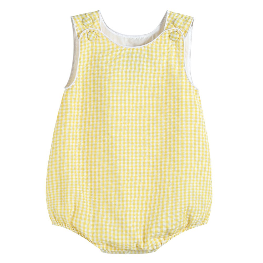 Classic Yellow Gingham Bubble Romper - Lil Cactus