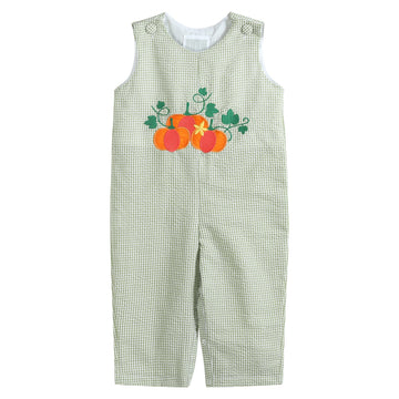 Green Gingham Pumpkin Overalls - Lil Cactus