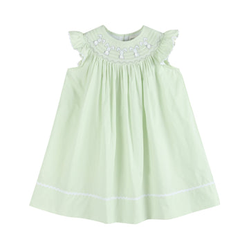 Honeydew Green Bunny Smocked Bishop Dress - Lil Cactus