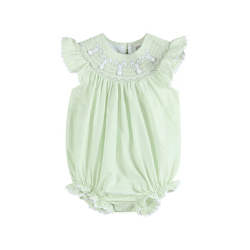 Honeydew Green Bunny Smocked Flutter Romper - Lil Cactus