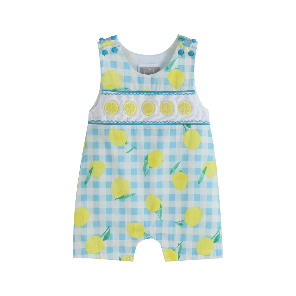 Lemon Smocked Shortalls - Lil Cactus