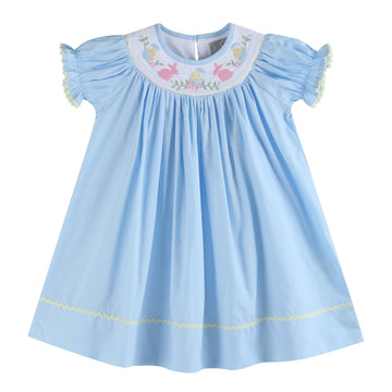 Light Blue Easter Smocked Bishop Dress - Lil Cactus