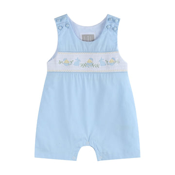 Light Blue Easter Smocked Shortalls - Lil Cactus