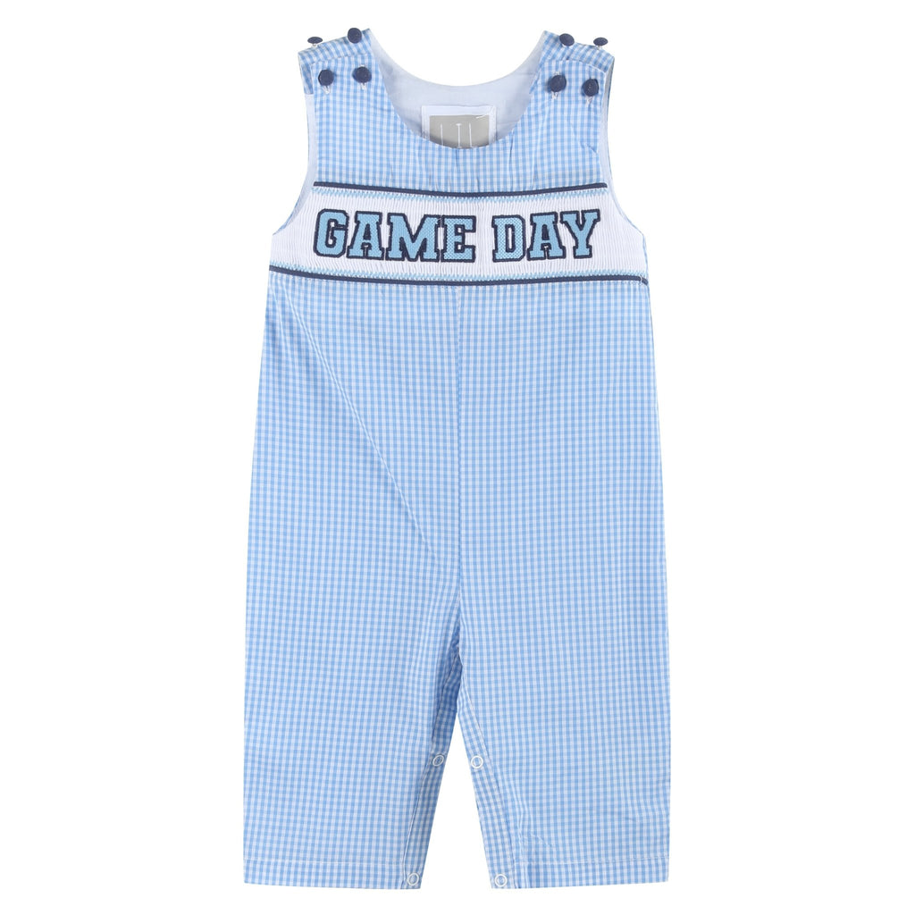 Light Blue Gingham Game Day Overalls - Lil Cactus