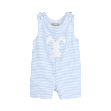 Light Blue Striped Pom Pom Bunny Shortalls - Lil Cactus