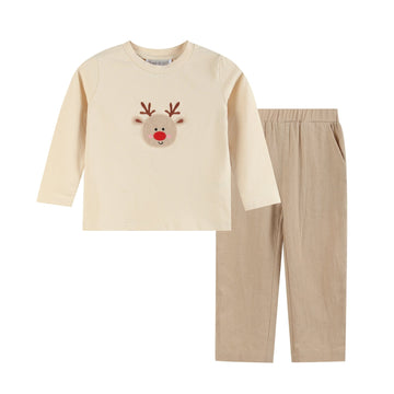 Light Brown Reindeer Shirt and Brown Pants - Lil Cactus