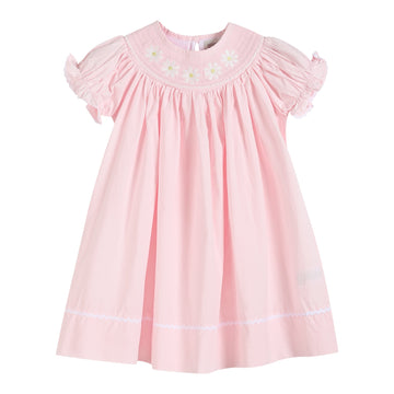 Light Pink Daisy Smocked Bishop Dress - Lil Cactus