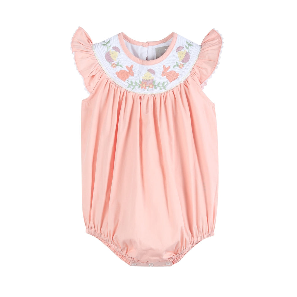 Light Pink Easter Smocked Flutter Romper - Lil Cactus