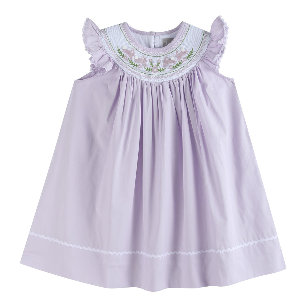 Light Purple Bunnies Smocked Bishop Dress - Lil Cactus