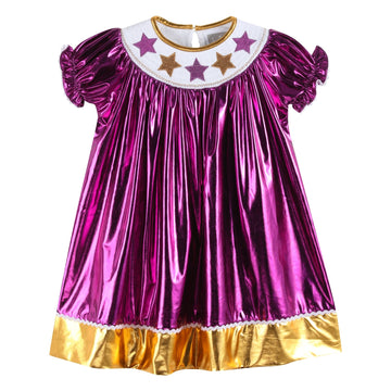 Limited Edition - Louisiana Purple and Gold Star Bishop Dress - Lil Cactus