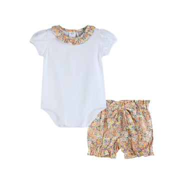 Peach Floral Print Bloomer and Shirt 2pc. Set - Lil Cactus