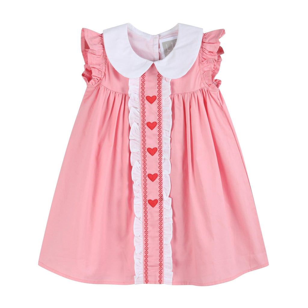 Pink and Red Heart Valentine Ruffle Dress - Lil Cactus