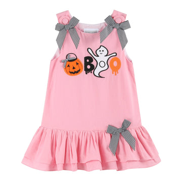 Pink Boo Halloween Bow Ruffle Dress - Lil Cactus