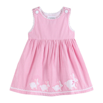 Pink Gingham Bunny Family Button Dress - Lil Cactus