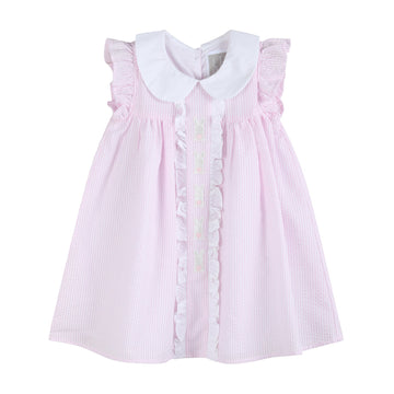 Pink Seersucker Easter Bunny Ruffle Dress - Lil Cactus