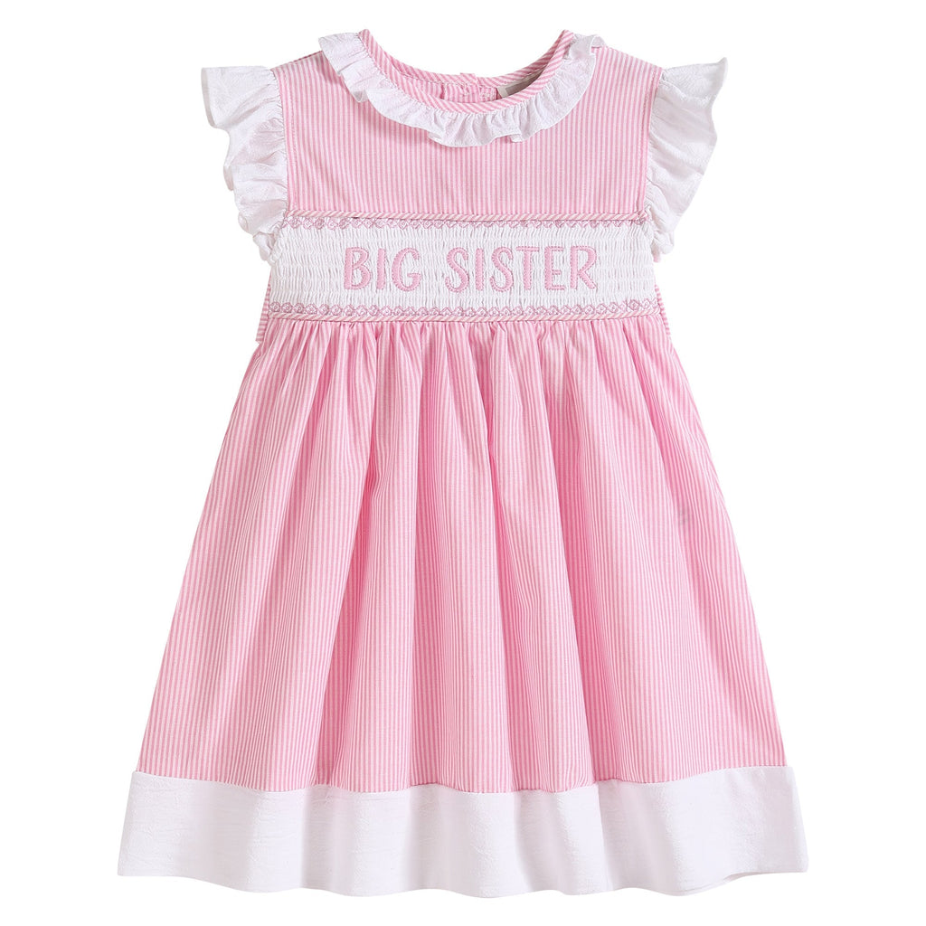 Pink Striped Big Sister Smocked Dress - Lil Cactus