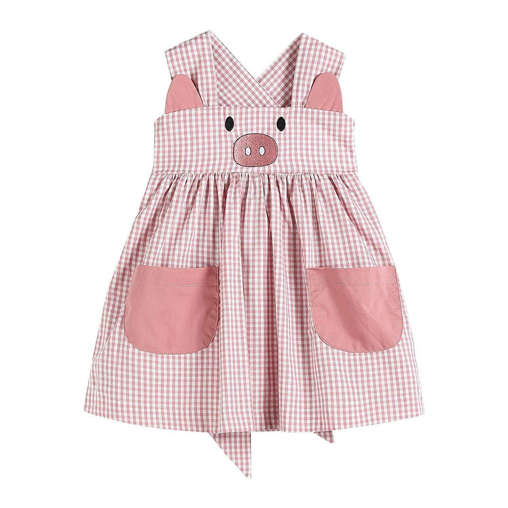 Rose Gingham Little Piggy Sleeveless A - Line Dress - Lil Cactus