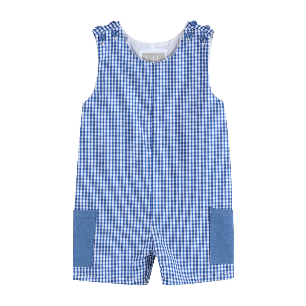 Royal Blue Gingham Pocket Shortalls - Lil Cactus