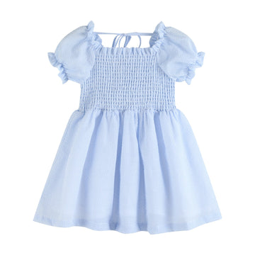 Smocked Blue Dress - Lil Cactus