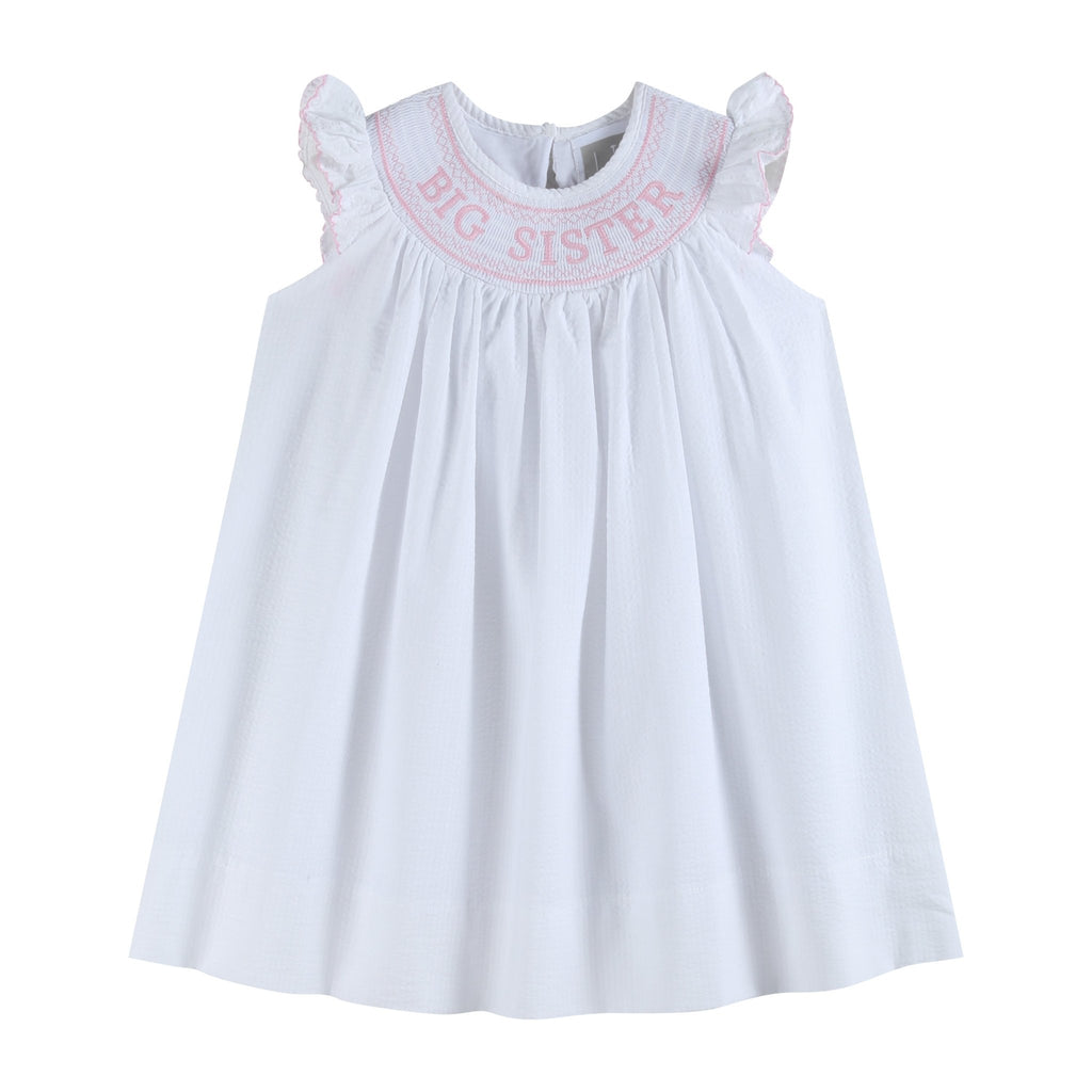 White Big Sister Smocked Bishop Dress - Lil Cactus