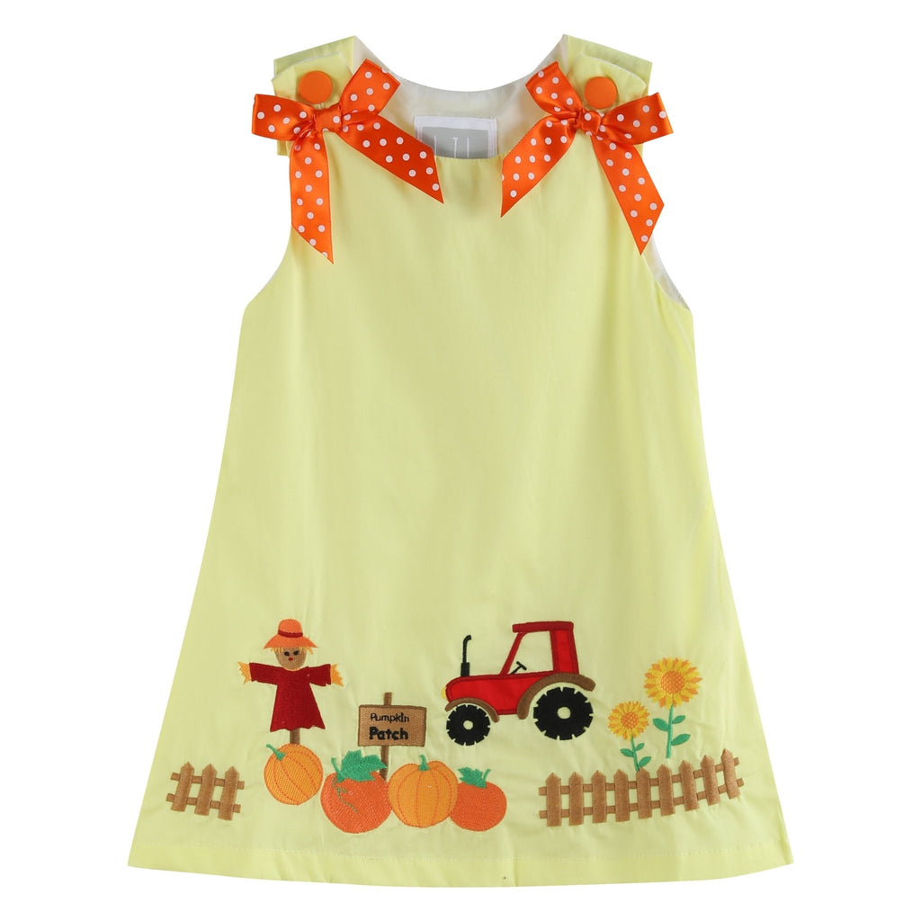 Yellow Pumpkin Patch Bow Dress - Lil Cactus