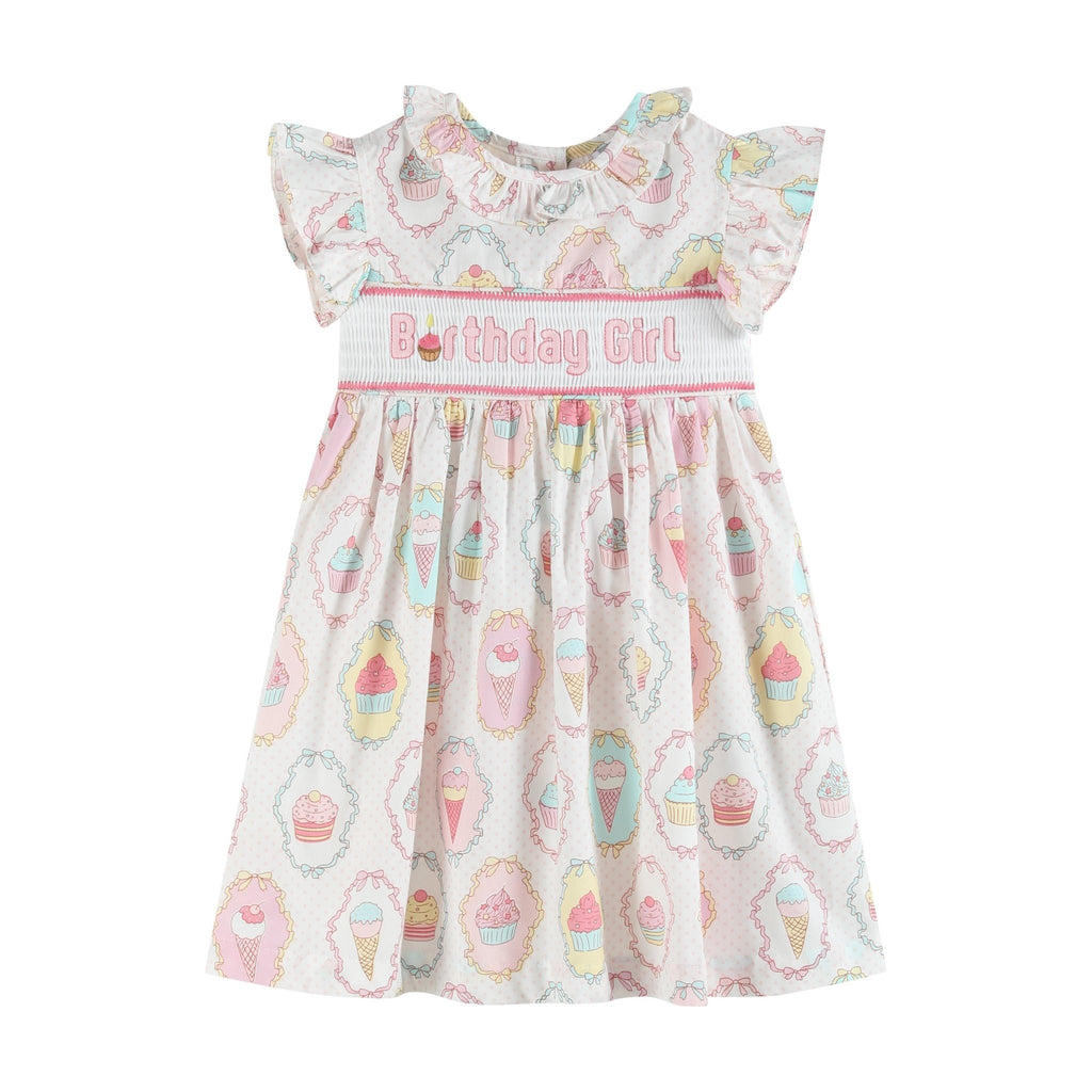 Pink and White Birthday Girl Smocked Dress - Lil Cactus