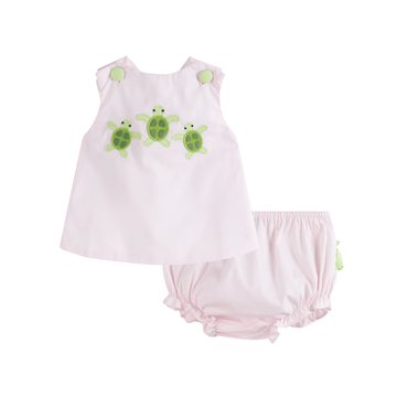 Pink Baby Turtles Crossback Top and Bloomer Set - Lil Cactus