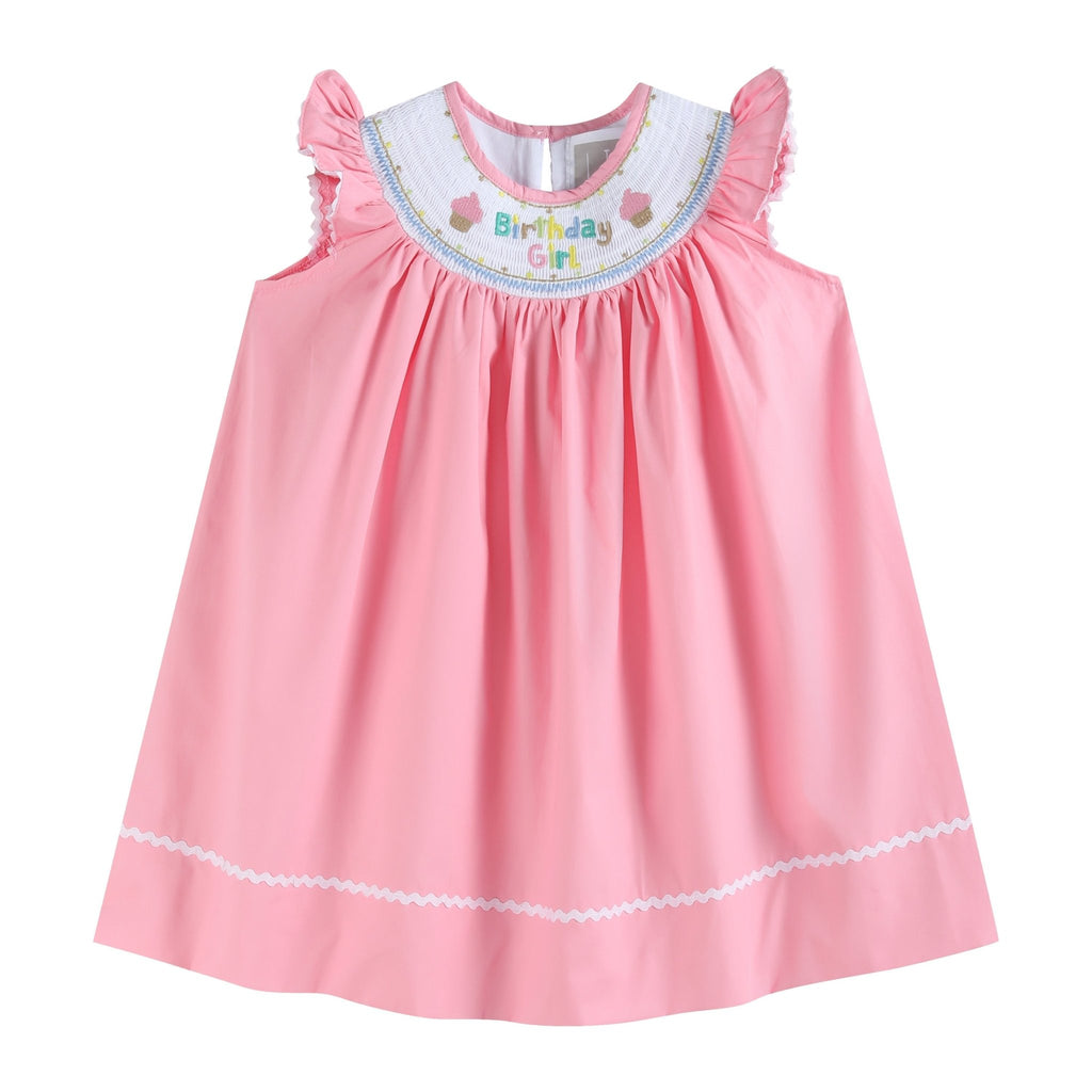 Pink Birthday Girl Smocked Bishop Dress - Lil Cactus