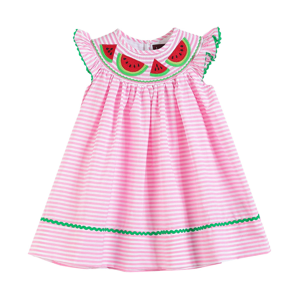 Pink Stripe Smocked Watermelon Dress - Lil Cactus